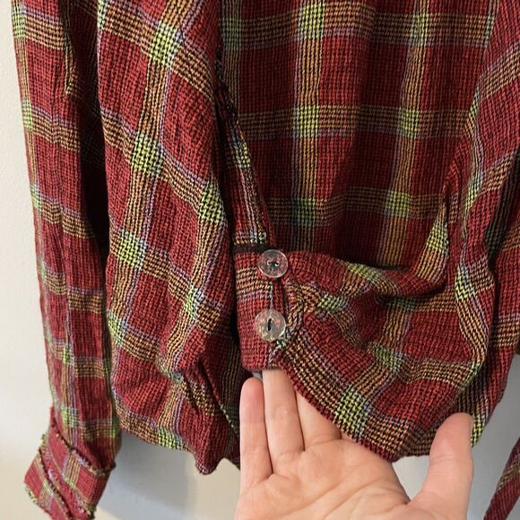 Free People We The Free Running Wild Wrap Top Size Small Plaid - Picture 10 of 13